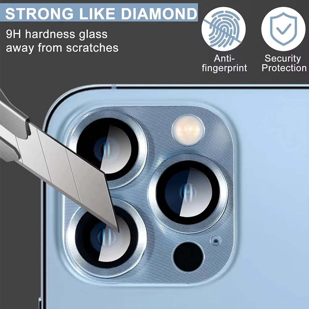 Metal Tempered Glass Camera Lens Protector for iPhone