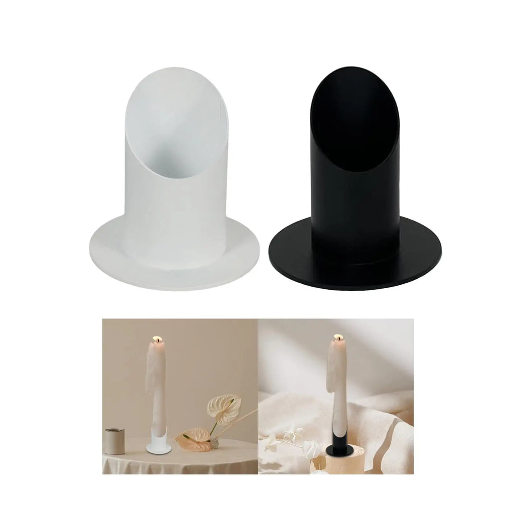 Kesoto Iron Taper Candle Holder 4cm | White Metal Candlestick