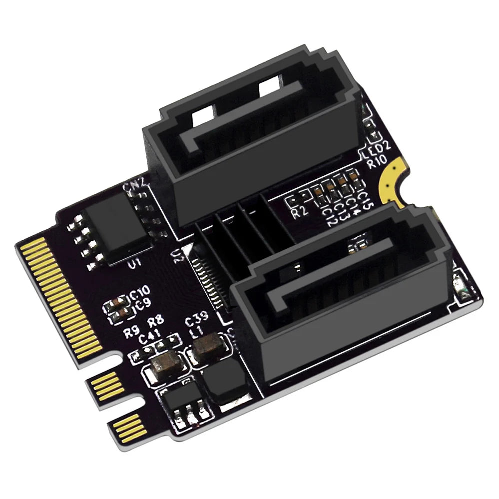 M.2 A+E Key Dual SATA 3.0 Adapter Card – JMB582 6Gbps