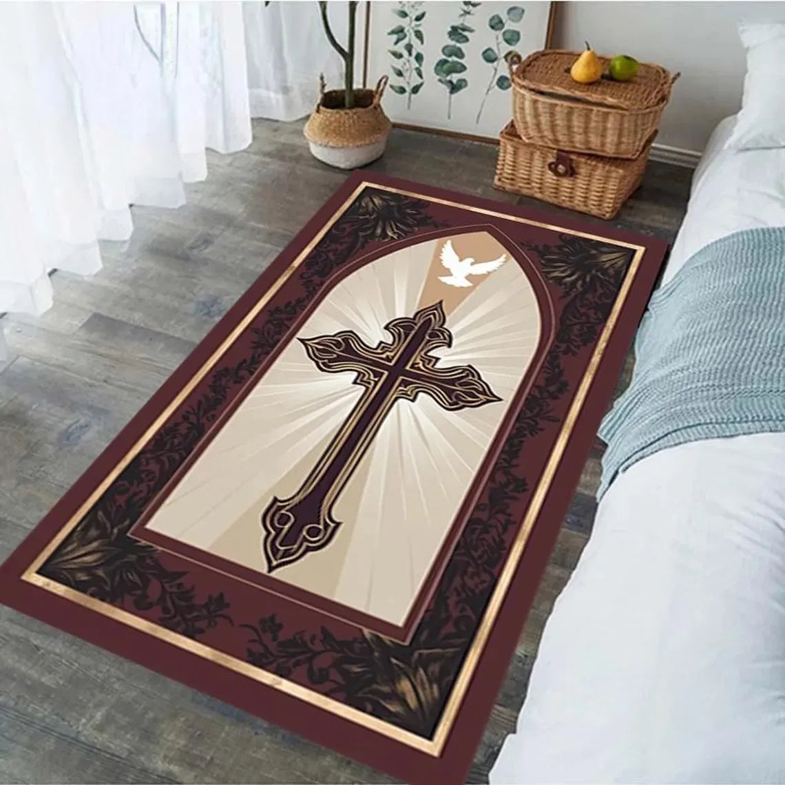 Orthodox Cross Prayer Rug | Greek Byzantine Design Mat