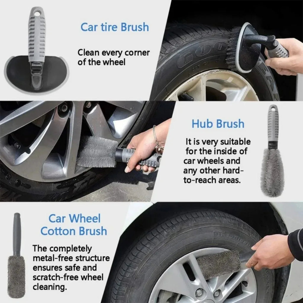 Auto Detailing Kit – Wax Applicator, Microfiber Towels & Tire Brush