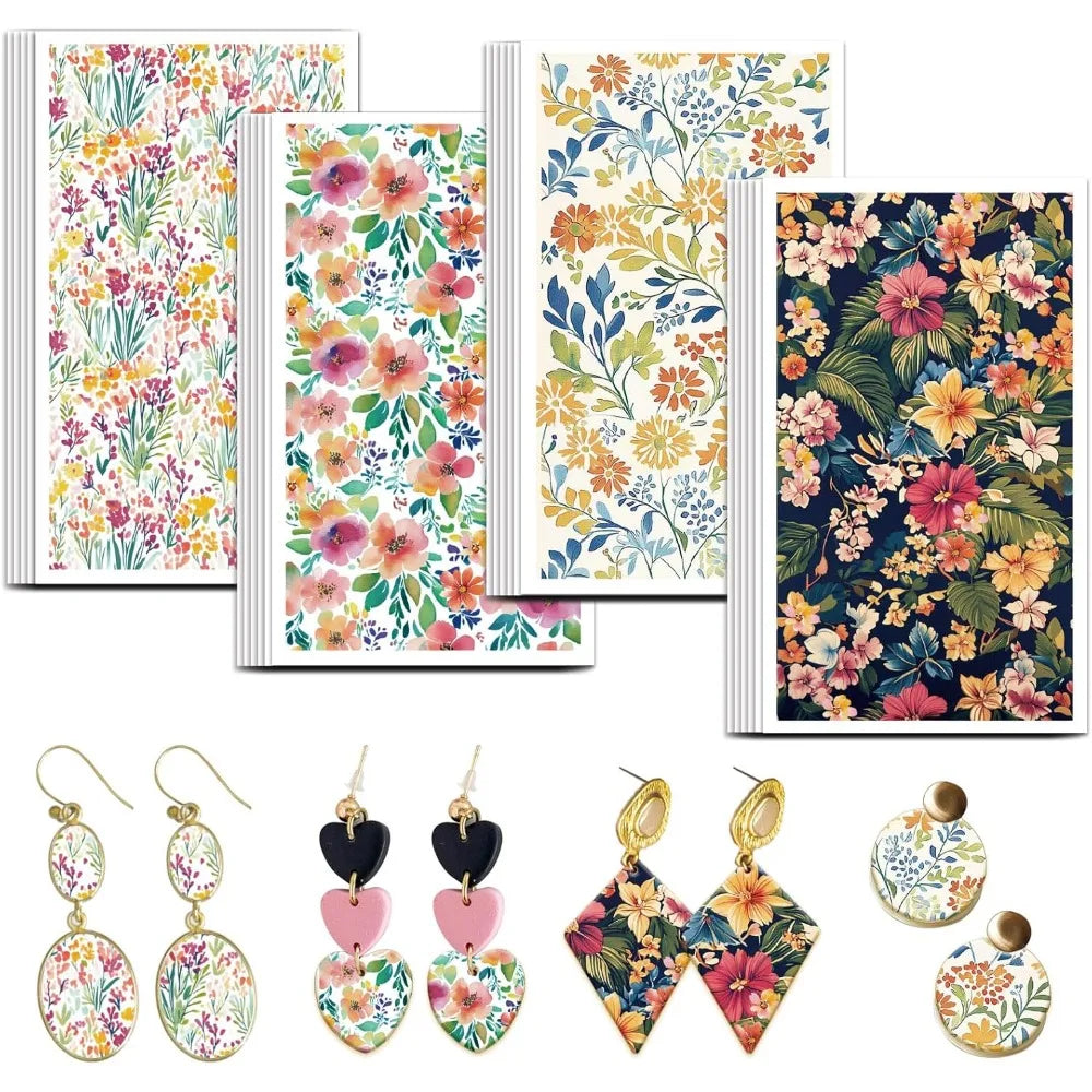 Tropical Flower Polymer Clay Transfer Sheets – 24 Pcs, 4 Designs