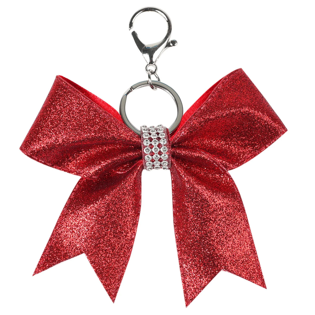 Glitter Grosgrain Hair Bow Key Ring – 12cm Sparkling Bow