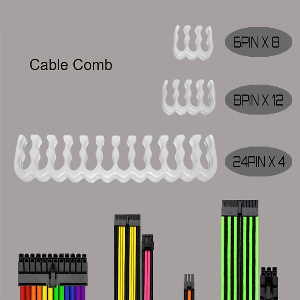 24-Piece PC Cable Comb Set – 6/8/24 Pin Power Cable Organizer