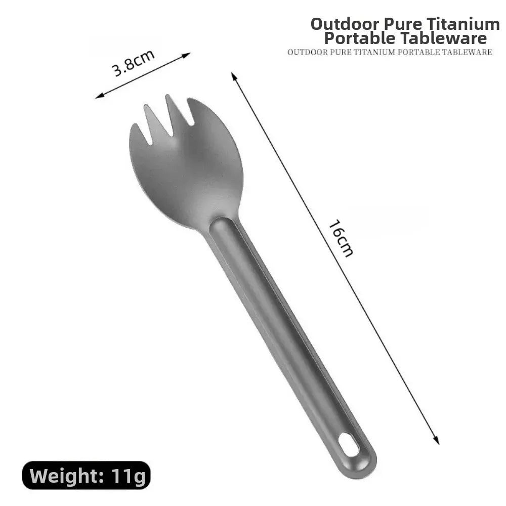 Portable Titanium Spoon & Fork – Long Handle Outdoor Cutlery