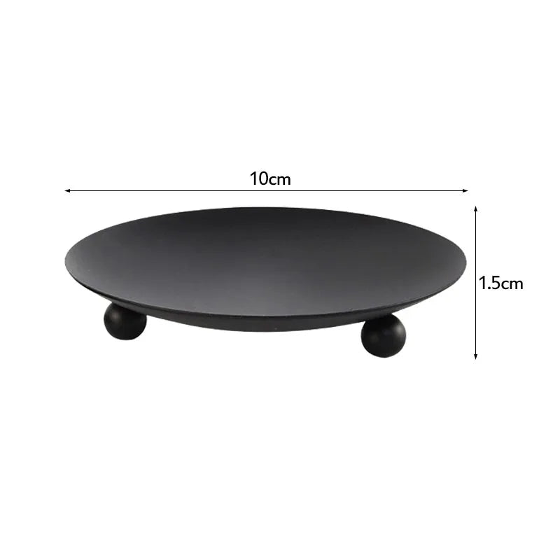 Black Gold Round Metal Candle Holder – Art Deco Home Decor