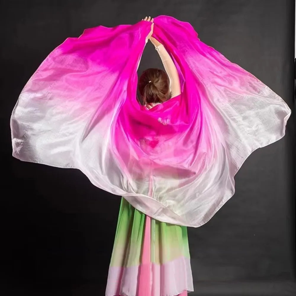 Gradient Belly Dance Veil Shawl 250x120cm – Polyester Flow