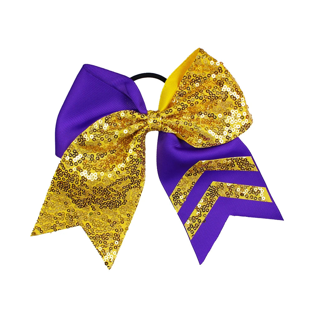 20-Pack 8" Glitter Cheer Bow Ponytail Hairbands | Handmade