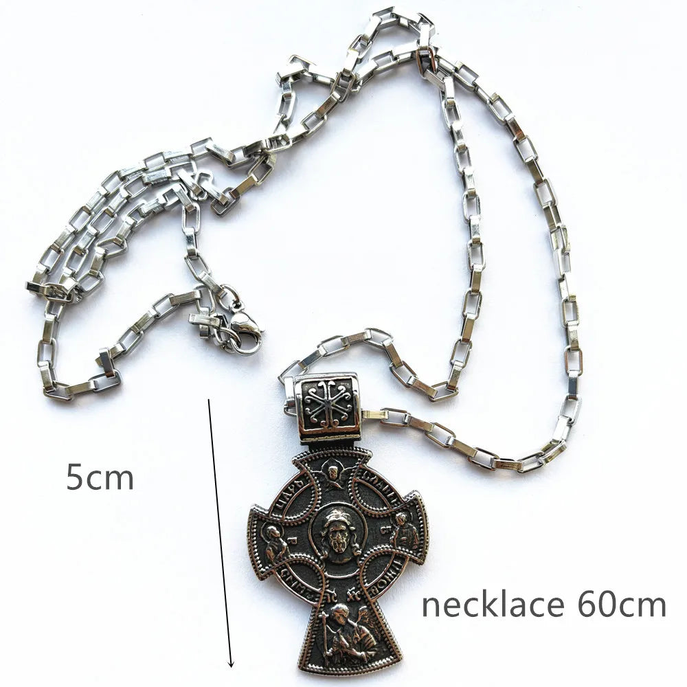 Orthodox Jesus Christ Alloy Pendant Necklace | 60cm Chain