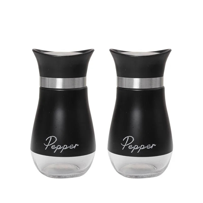 Glass Salt & Pepper Shaker Set – Rotatable 2-Pc Spice Jars