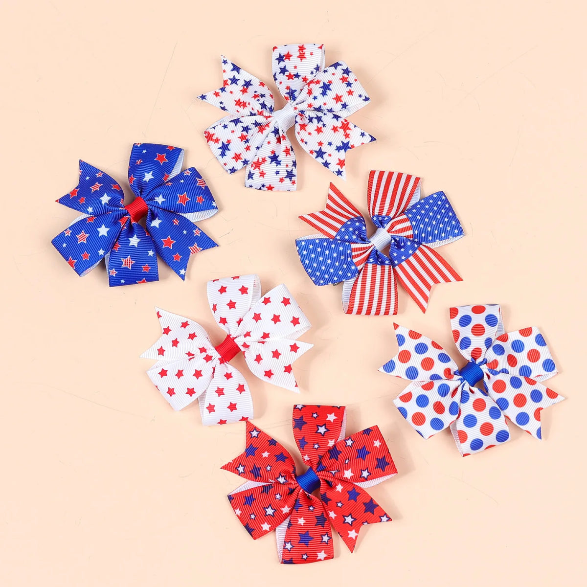 2-Pack 4th of July Hair Bows – Patriotic Star Clips for Girls