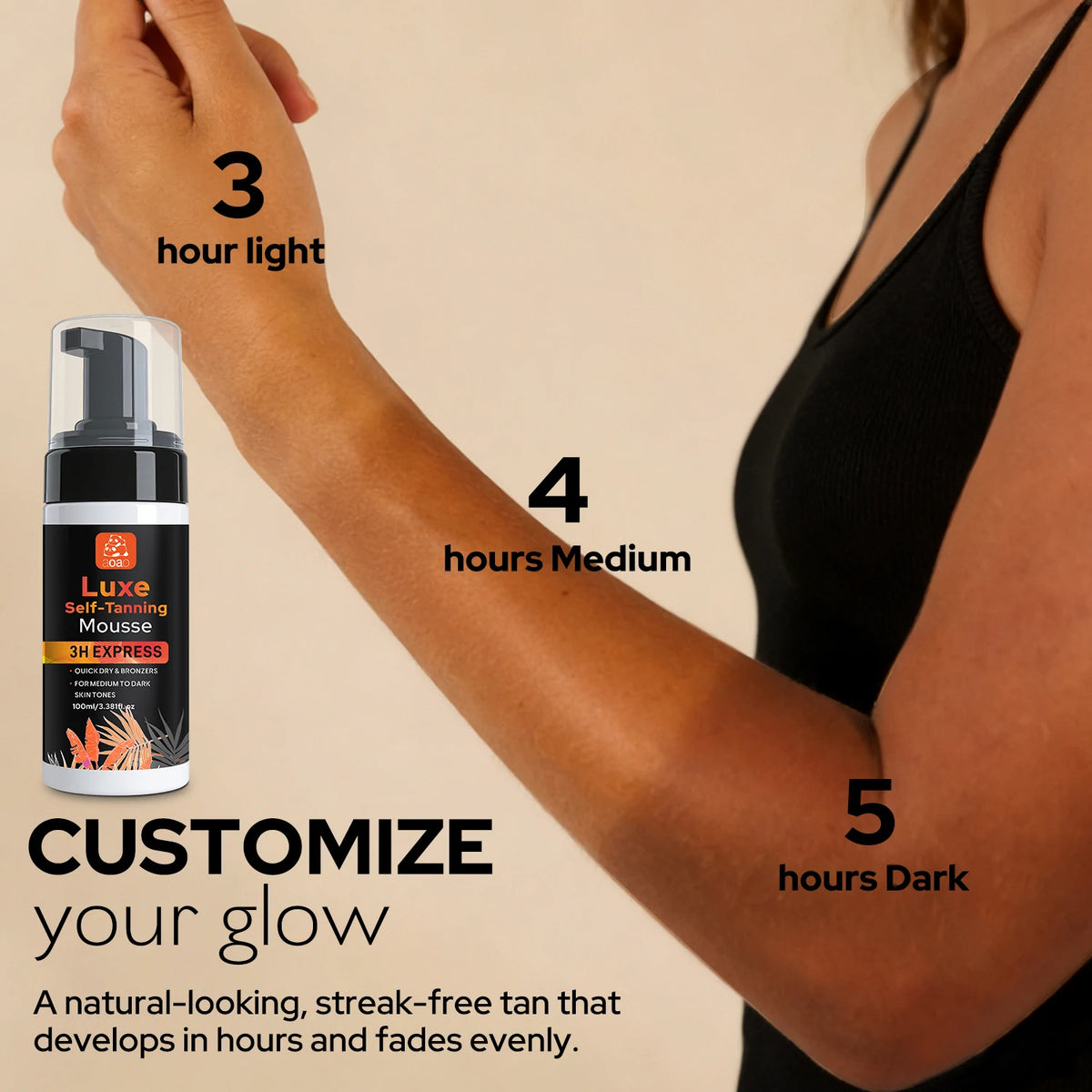 Aoao Self-Tanning Mousse – Even & Fast-Drying Body Bronzer