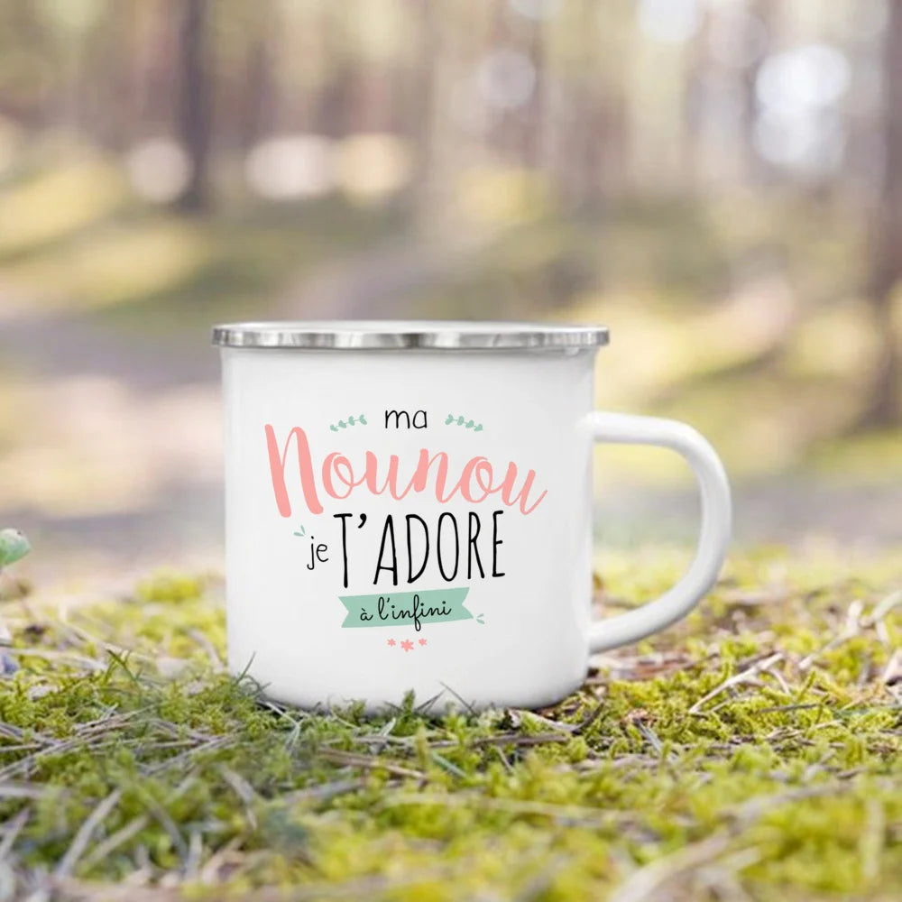 Thank You Nounou French Printed Enamel Mug – Gift Idea