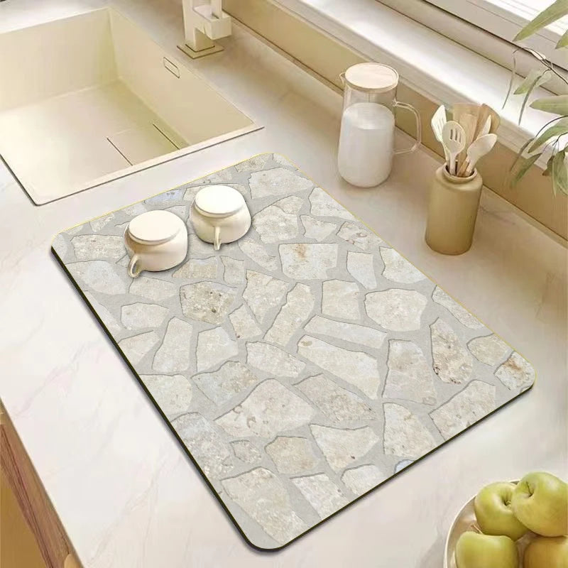 Wabi-Sabi Diatomite Dish Drying Mat | Absorbent Kitchen Mat