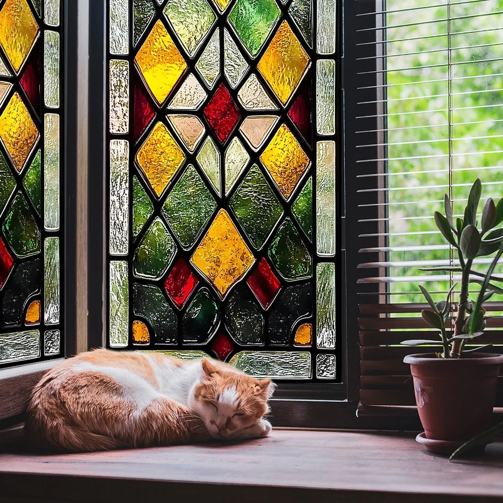 Vintage Check Static Cling Window Film – PVC Decorative Film