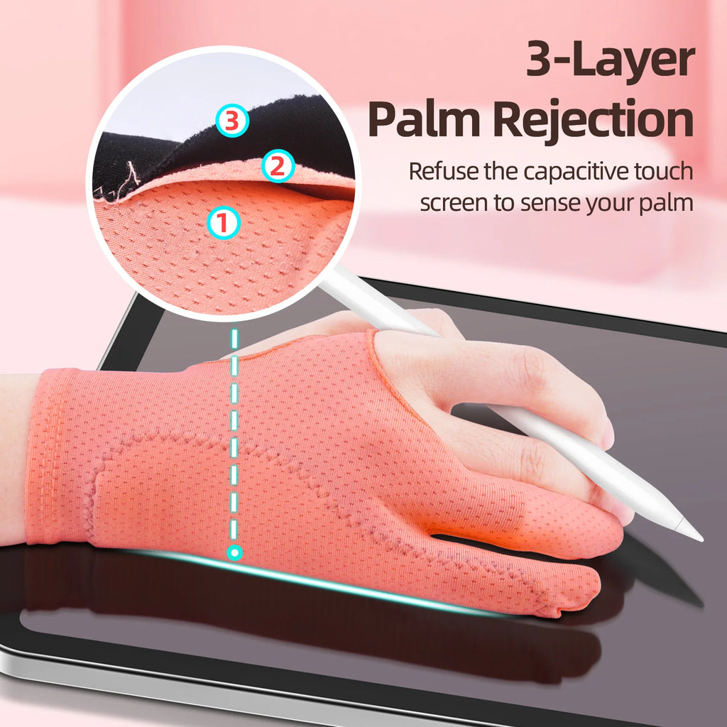 2-Finger Drawing Gloves – Anti-Smudge Tablet Sketch Gloves