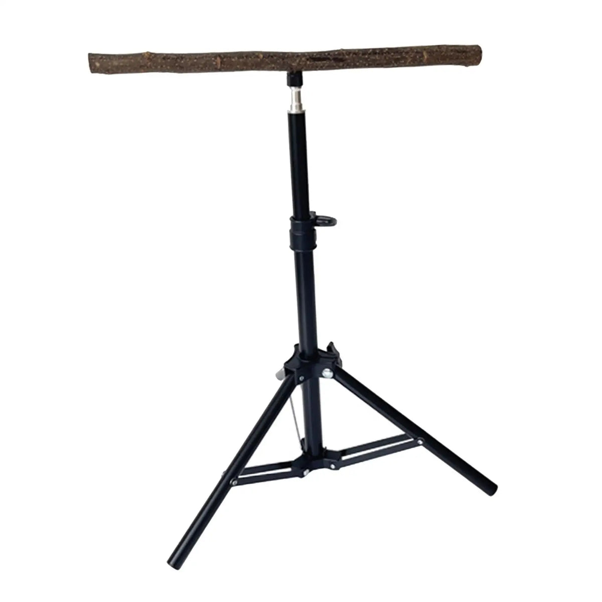 Wood Parrot Perch Stand | Height-Adjustable Tripod Bird Perch