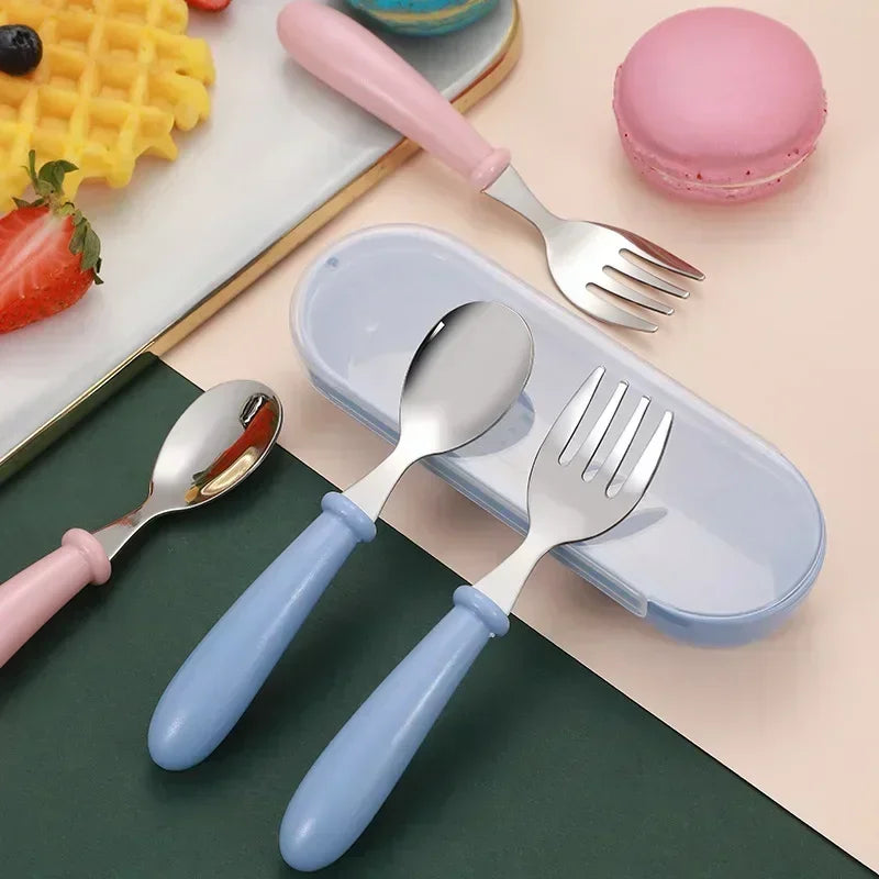 Kids Stainless Steel Cutlery Set – Cartoon Fork & Spoon Gift