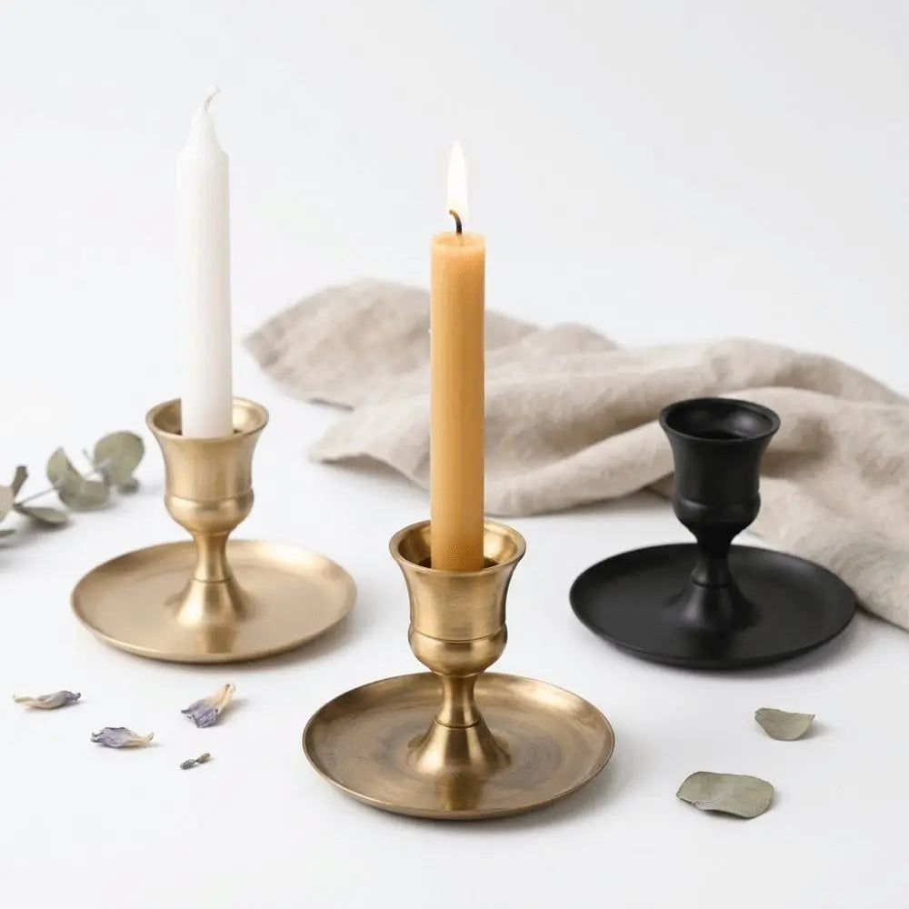 Matte Black Vintage Candlestick Holder | Wedding & Home Decor