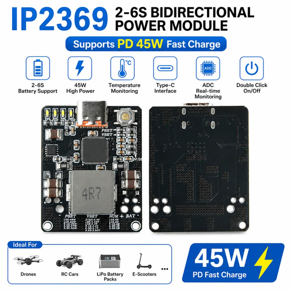 IP2369 2-6S 45W Bidirectional Battery Charge/Discharge Module