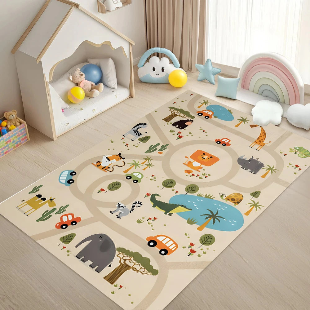 Kids Cartoon Road Play Mat – Non-Slip Floor Rug | 4 Sizes