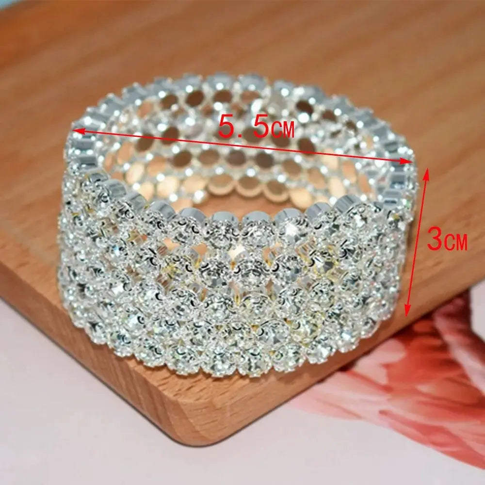 Crystal Rhinestone Bridal Bracelet – 3 & 5 Row Wedding Cuff