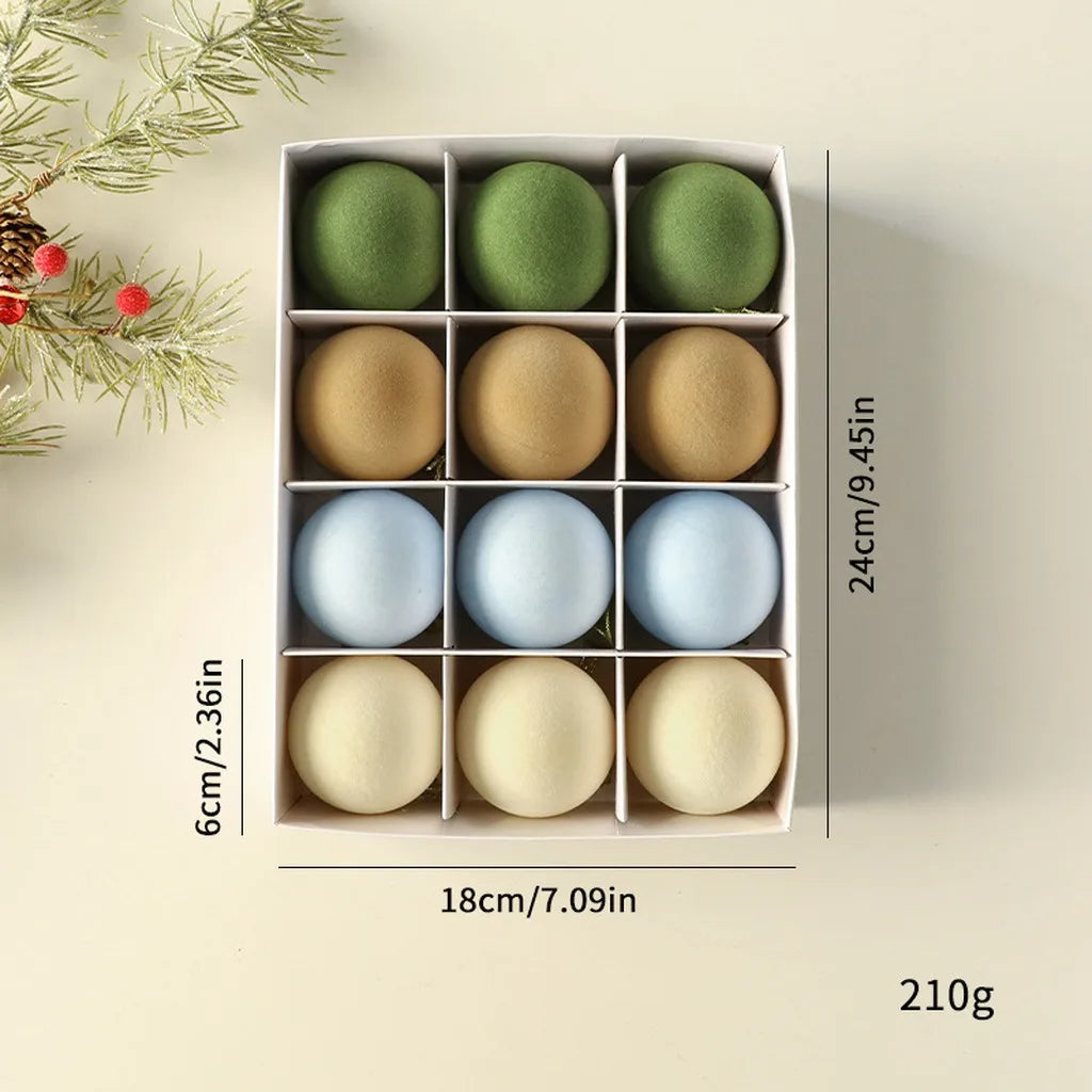 Velvet Flocked Christmas Ball Ornament Set | Tree & Mantel