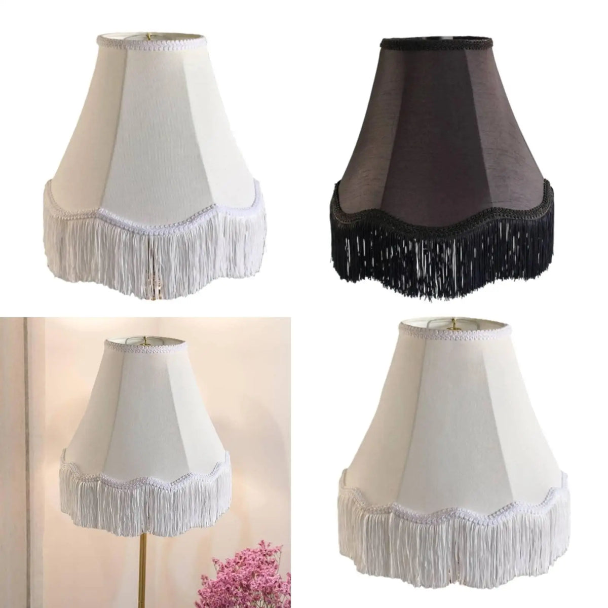 Vintage Victorian Tassel Lampshade | Shell Pattern Lamp Cover