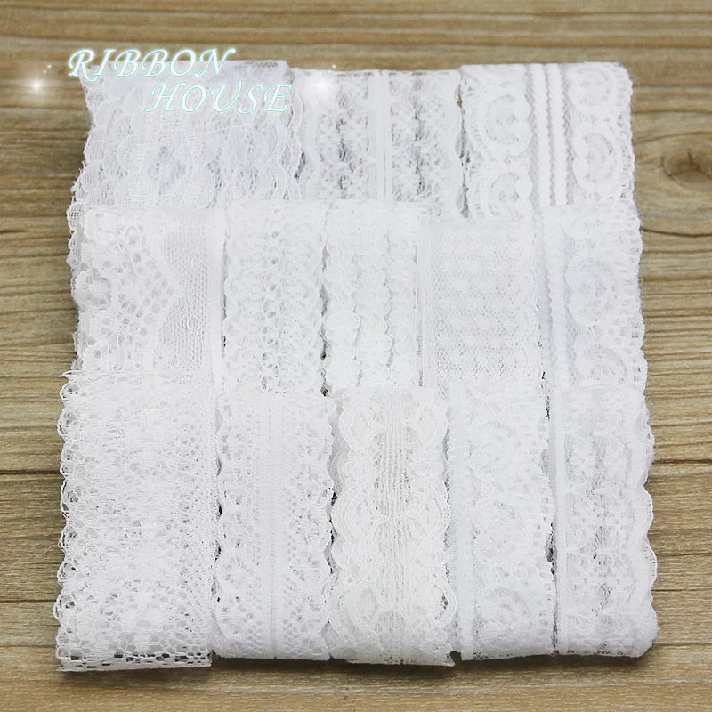White Lace Ribbon Mix – 10 Styles 10 Yards | Craft & Gift