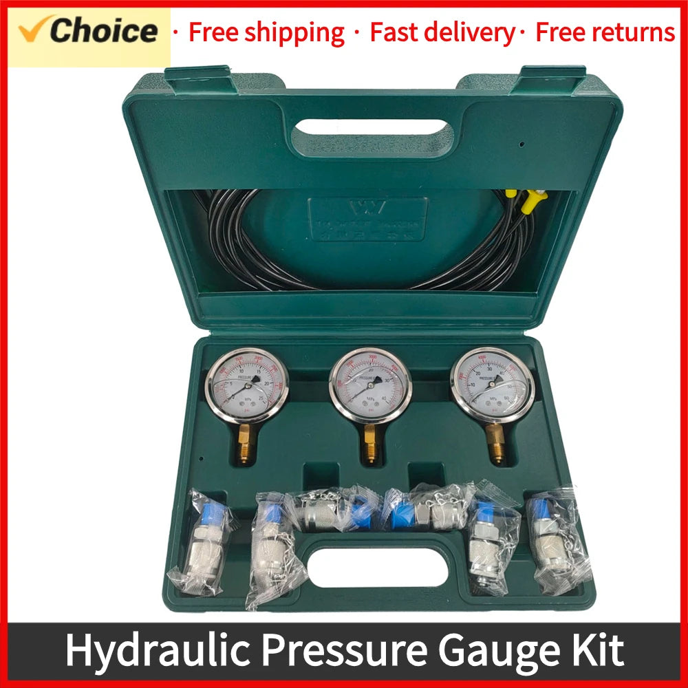 Excavator Hydraulic Pressure Test Kit – 8700 PSI, 3 Gauges