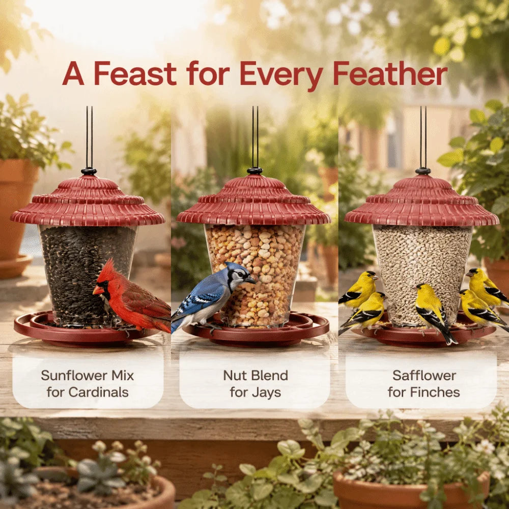 Hanging Bird Feeder – Transparent PP 600ml Seed Container