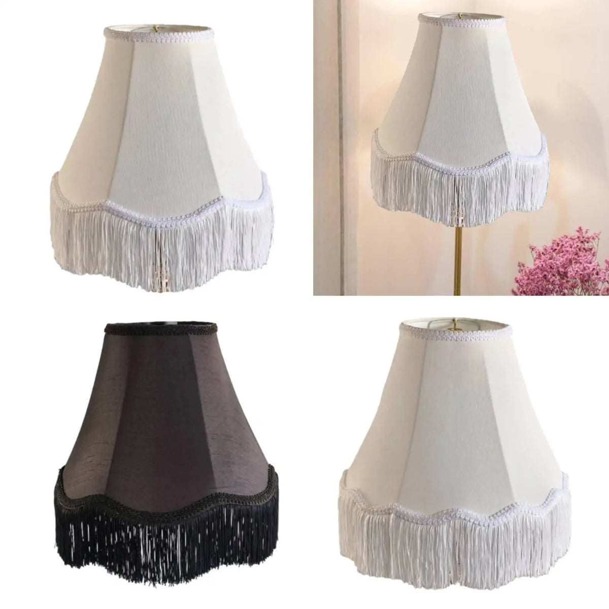 Vintage Victorian Tassel Lampshade | Shell Pattern Lamp Cover