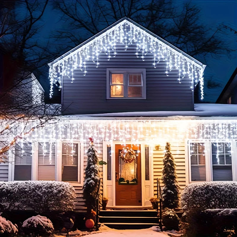 Solar Icicle String Lights – Outdoor Christmas Garden Decor