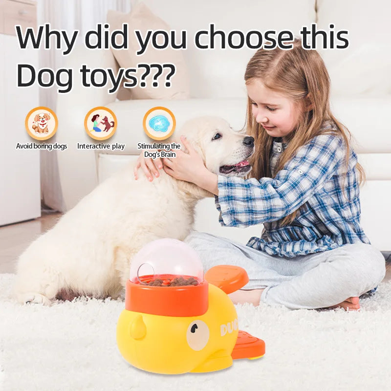 Yellow Duck Dog Treat Dispenser – Interactive Pet Feeding Toy