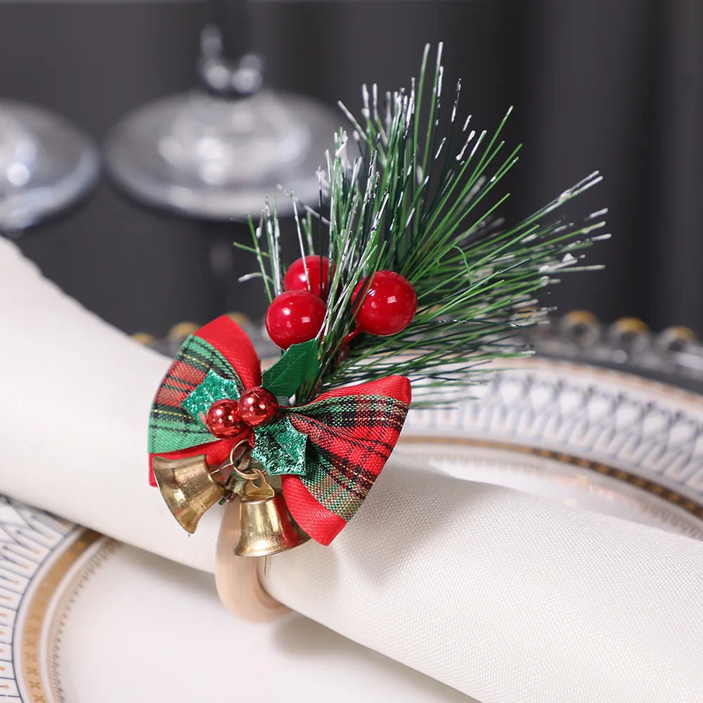 Christmas Napkin Rings – Pine Cone, Bow & Berry Holiday Decor