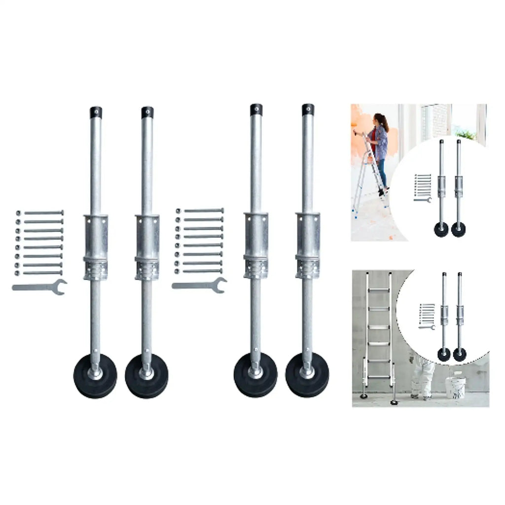 2-Pack Adjustable Steel Ladder Levelers with Rubber Feet