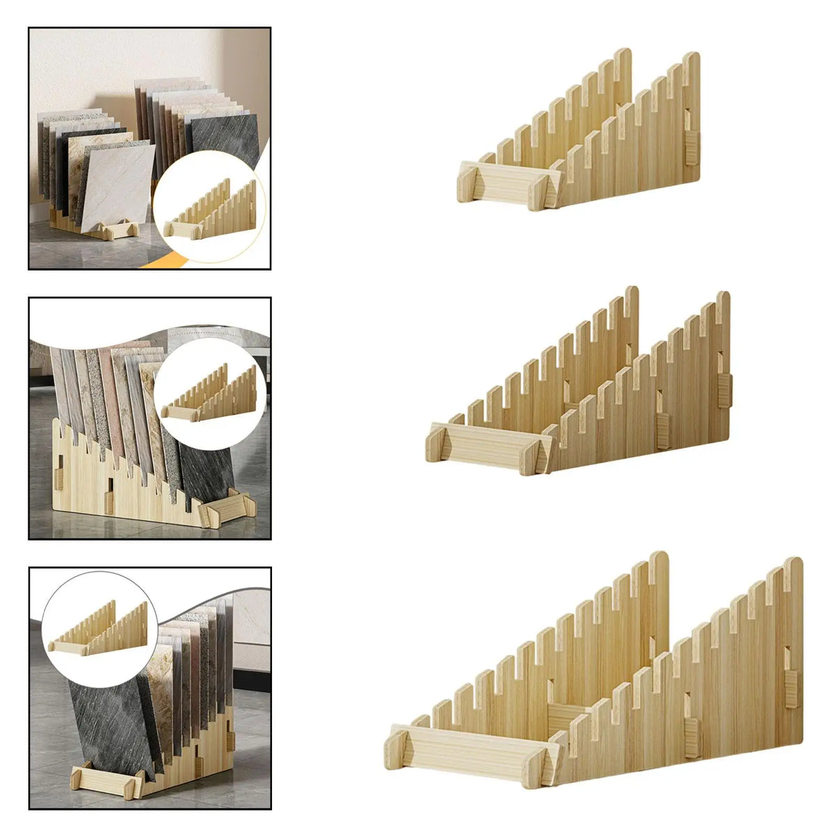 Wooden Floor Tile Display Stand – 8/10/12 Tier Rack