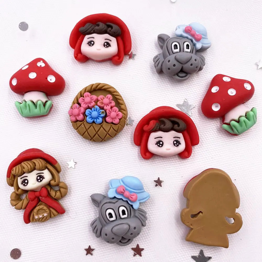 10PCS Kawaii Wolf Girl Resin Flatback Figurines – DIY Scrapbook Decor