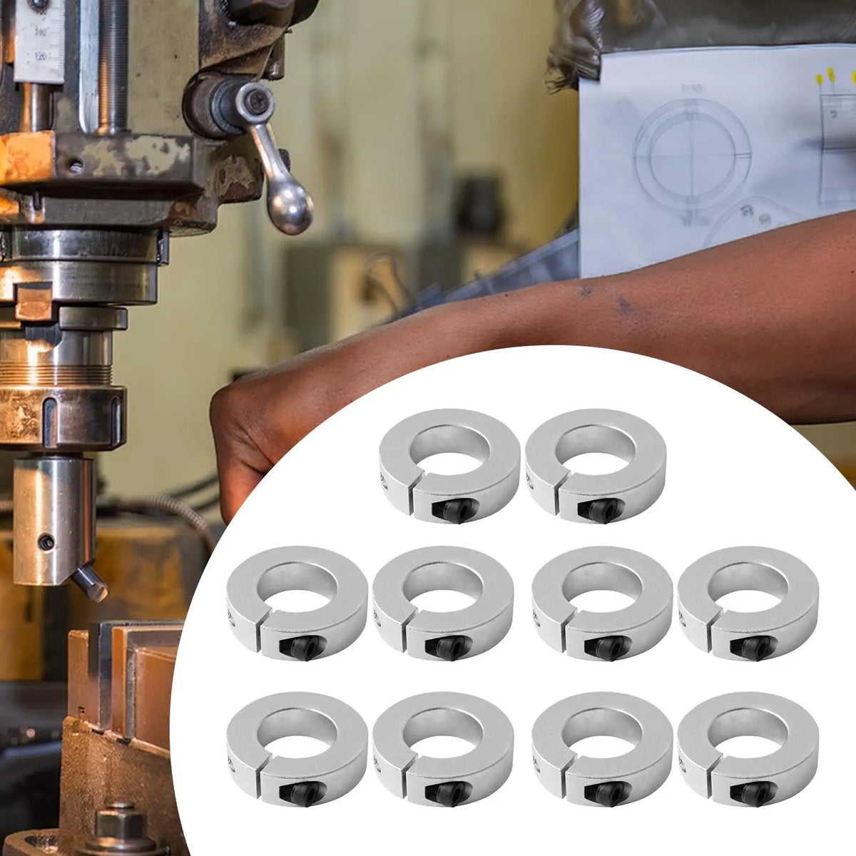 Aluminum Split Shaft Collars 2-Pack | Optical Axis Clamps
