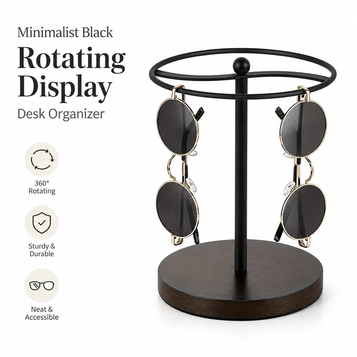 360° Rotating Sunglasses Organizer Stand | Desktop Eyewear Rack