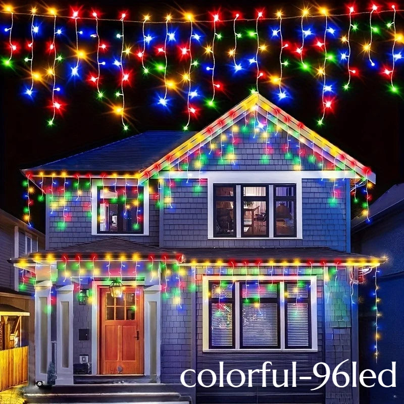Solar Icicle String Lights – Outdoor Christmas Garden Decor