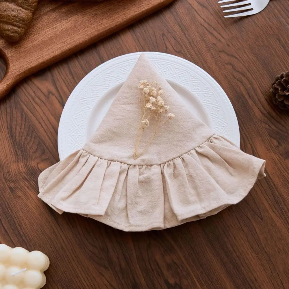 Round Ruffled Cotton Placemats | Rustic Wedding Table Decor