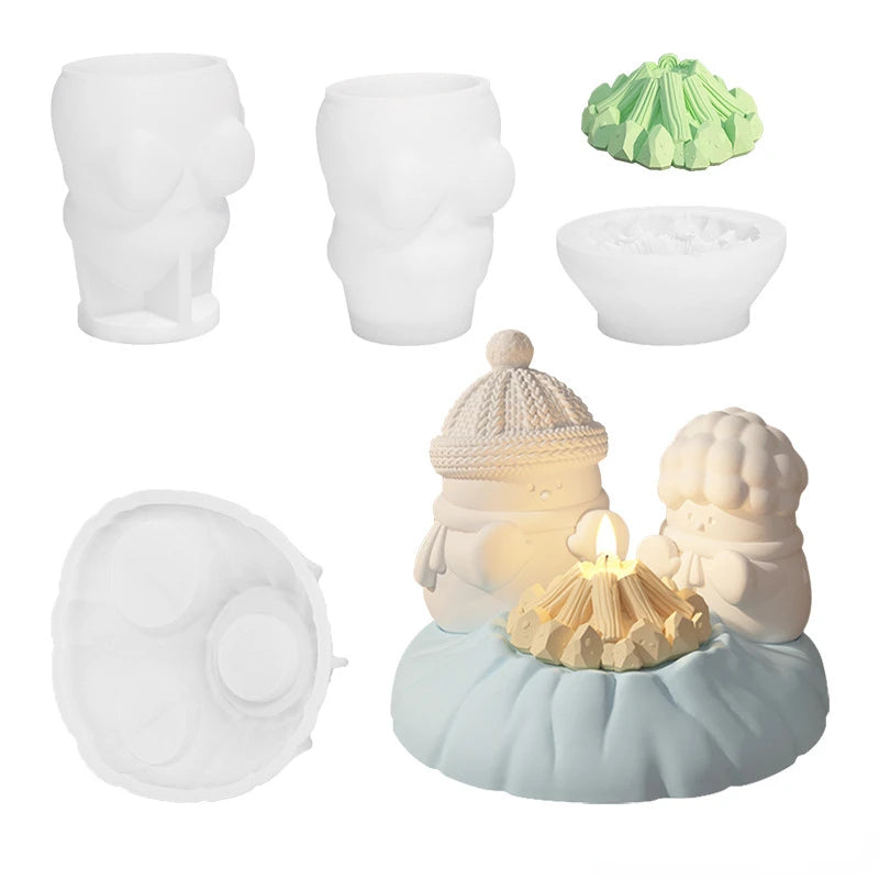 3D Melting Snowman Silicone Mold – Candle, Resin & Cake