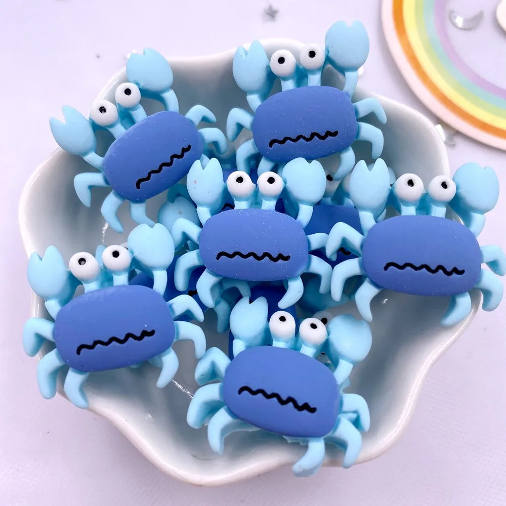 10pcs Kawaii Resin Crab Flatback Cabochons – DIY Craft Decor