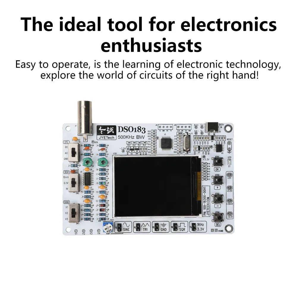 DSO183 DIY Digital Oscilloscope Kit – 500kHz, Type-C Powered