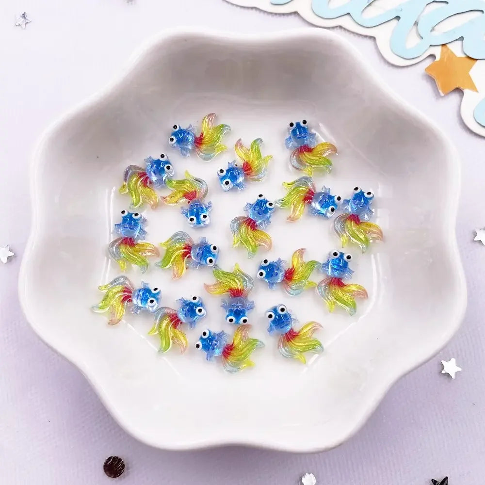 50pcs Resin Glitter Goldfish Flatback Charms – Nail Art & Crafts