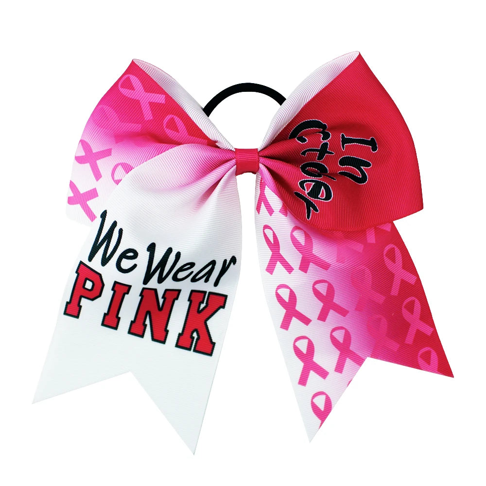 20-Pack 8" Pink Ribbon Cheer Bow Hair Ties for Girls & Women