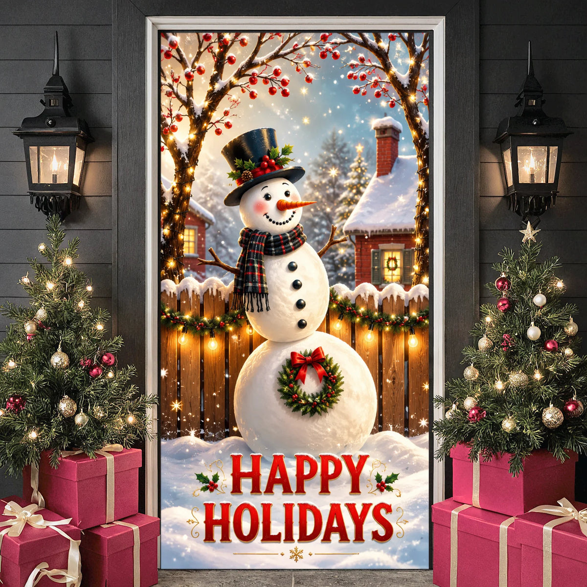 Christmas Snowman Photo Backdrop Banner 180×90cm | Holiday