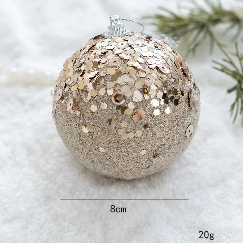 Sequin Foam Christmas Ball Ornaments 8cm – Gold & Silver Baubles