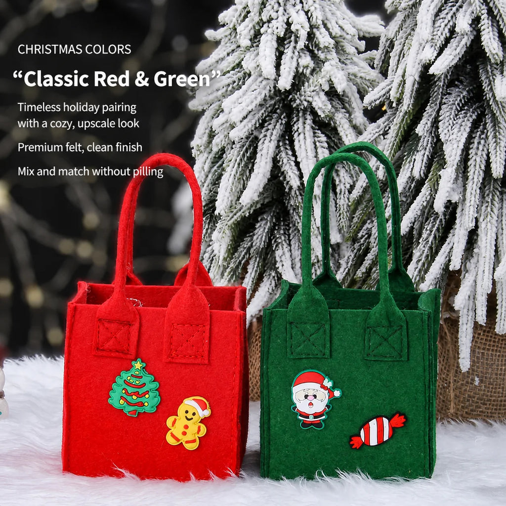Christmas Non-Woven Felt Gift Bag with Cartoon Stickers
